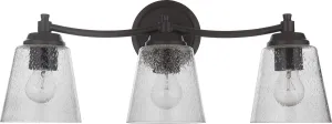 Craftmade 50203-FB Tyler Clear Seeded Glass Vanity Bath Lighting, 3-Light 180 Watts, Flat Black