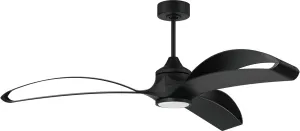 Craftmade BDX60FB3 Bandeaux 60" Damp-Rated Ceiling Fan with LED Lights & Remote, Flat Black