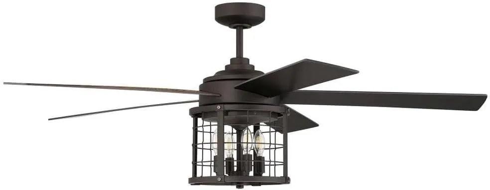 Craftmade NIC56ESP5 Nicolas 56" Indoor Ceiling Fan with LED Light Kit and Remote and Wall Controls, 5 Custom Reversible Blades, Espresso