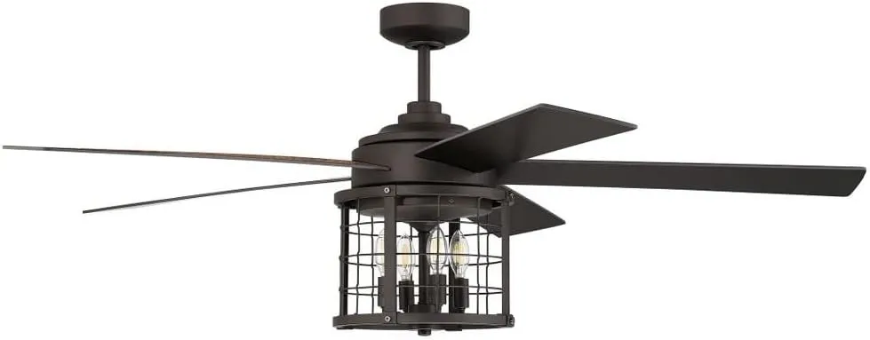 Craftmade NIC56ESP5 Nicolas 56" Indoor Ceiling Fan with LED Light Kit and Remote and Wall Controls, 5 Custom Reversible Blades, Espresso