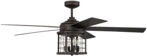 Craftmade NIC56ESP5 Nicolas 56" Indoor Ceiling Fan with LED Light Kit and Remote and Wall Controls, 5 Custom Reversible Blades, Espresso