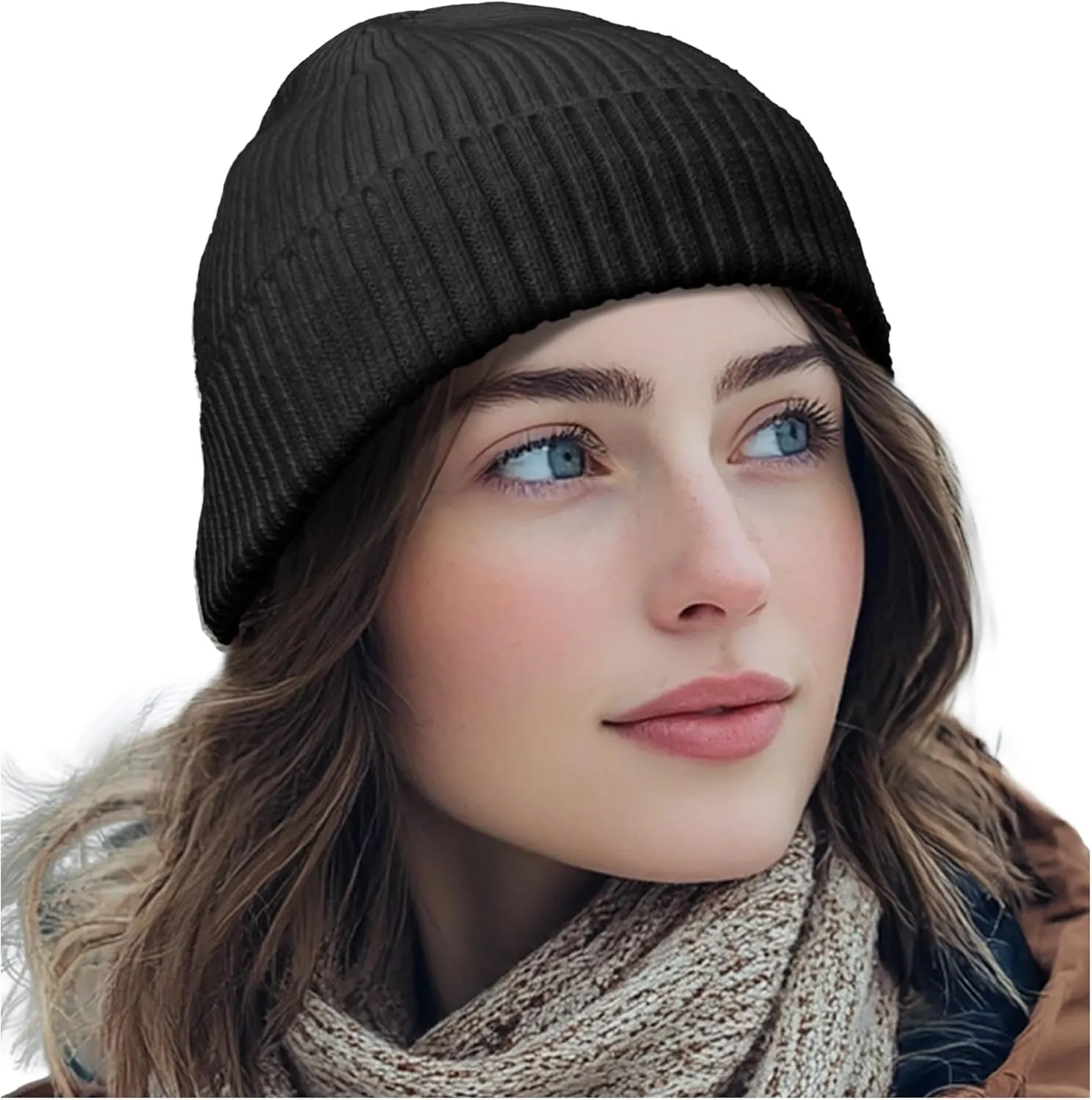 Croogo Knit Beanie Hat Fisherman Ski Caps Fall Winter Warm Knitted Ribbed Cuffed Skull Cap Slouchy Toboggan Cap for Men Women