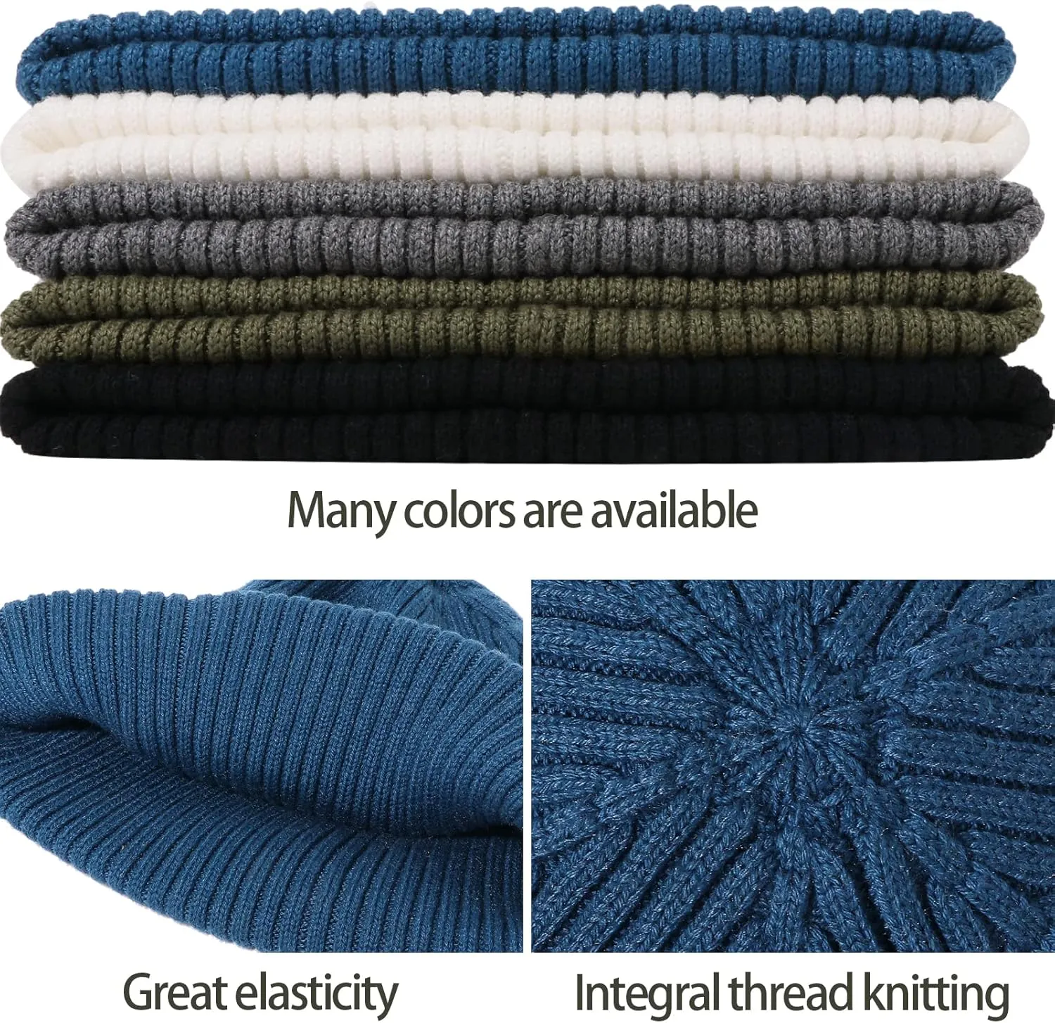 Croogo Knit Beanie Hat Fisherman Ski Caps Fall Winter Warm Knitted Ribbed Cuffed Skull Cap Slouchy Toboggan Cap for Men Women