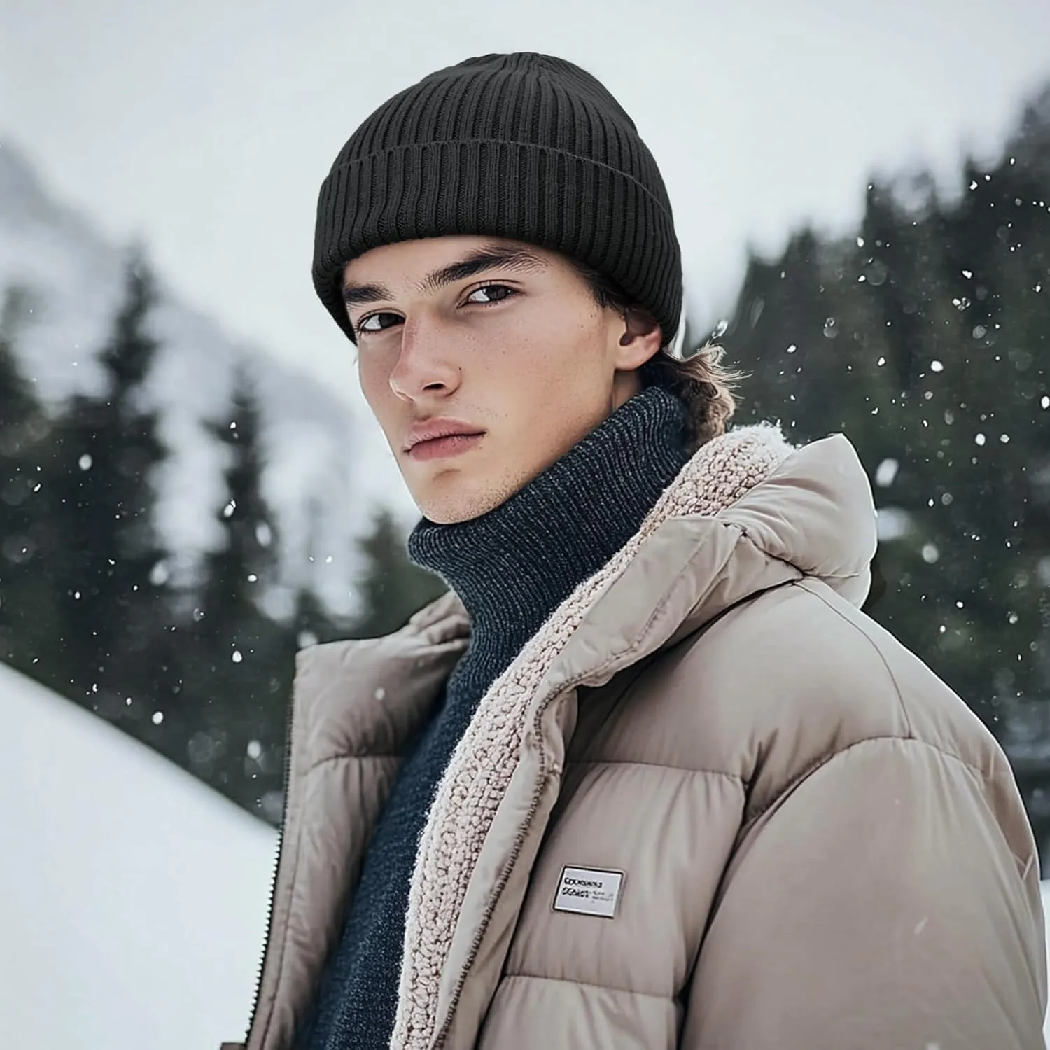 Croogo Knit Beanie Hat Fisherman Ski Caps Fall Winter Warm Knitted Ribbed Cuffed Skull Cap Slouchy Toboggan Cap for Men Women