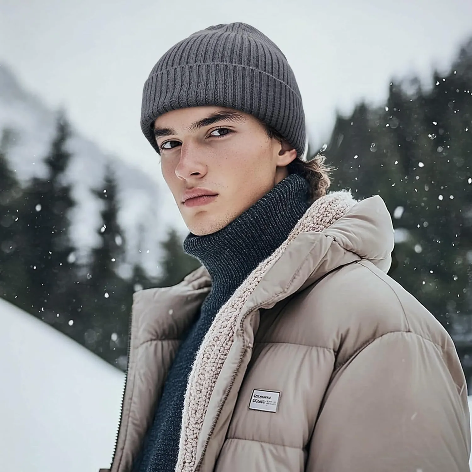 Croogo Knit Beanie Hat Fisherman Ski Caps Fall Winter Warm Knitted Ribbed Cuffed Skull Cap Slouchy Toboggan Cap for Men Women