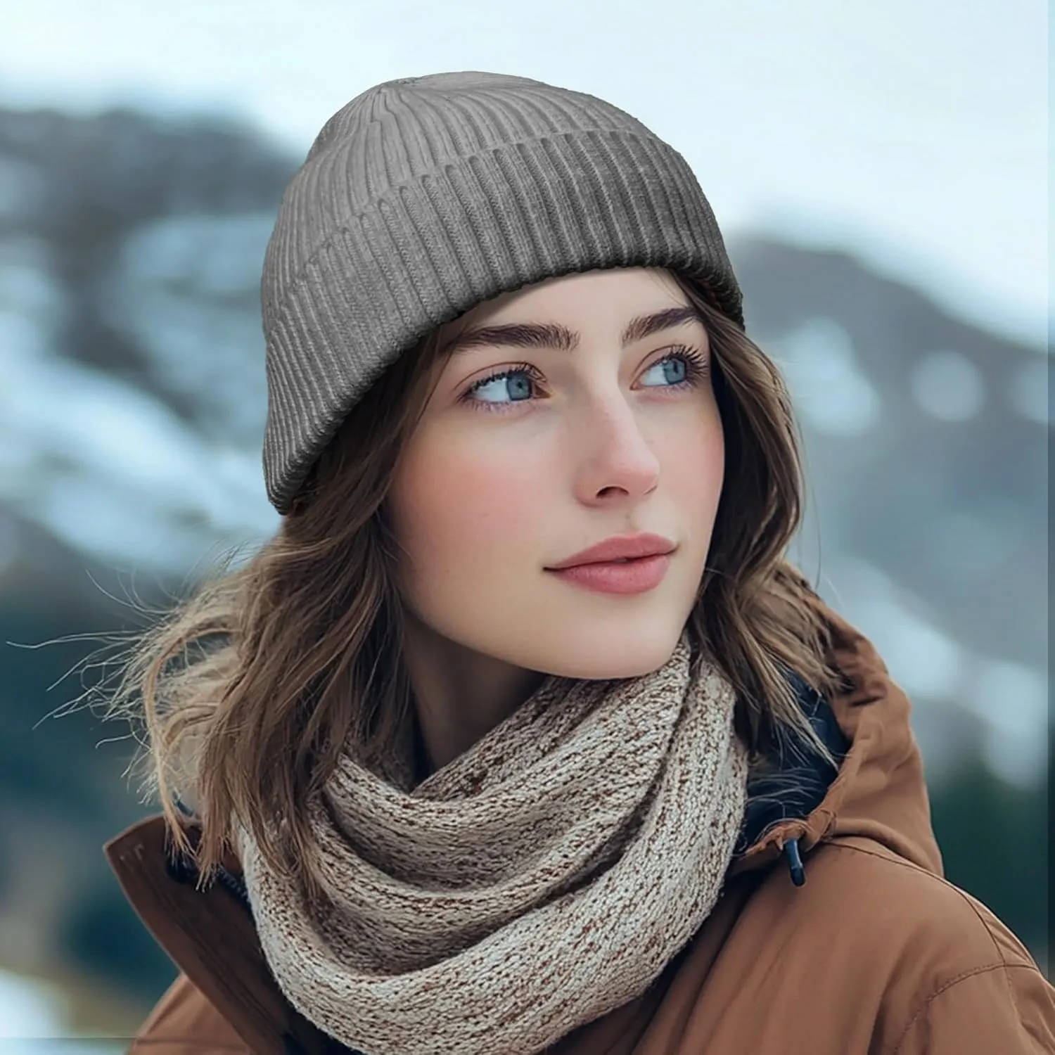 Croogo Knit Beanie Hat Fisherman Ski Caps Fall Winter Warm Knitted Ribbed Cuffed Skull Cap Slouchy Toboggan Cap for Men Women