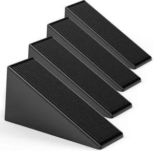 Crosize 2.35 inch Tall Door Stoppers, Large Non-Slip Door Stops for Heavy Duty Door, Big Door Wedge for Bottom of Door, Black, 4 Pack