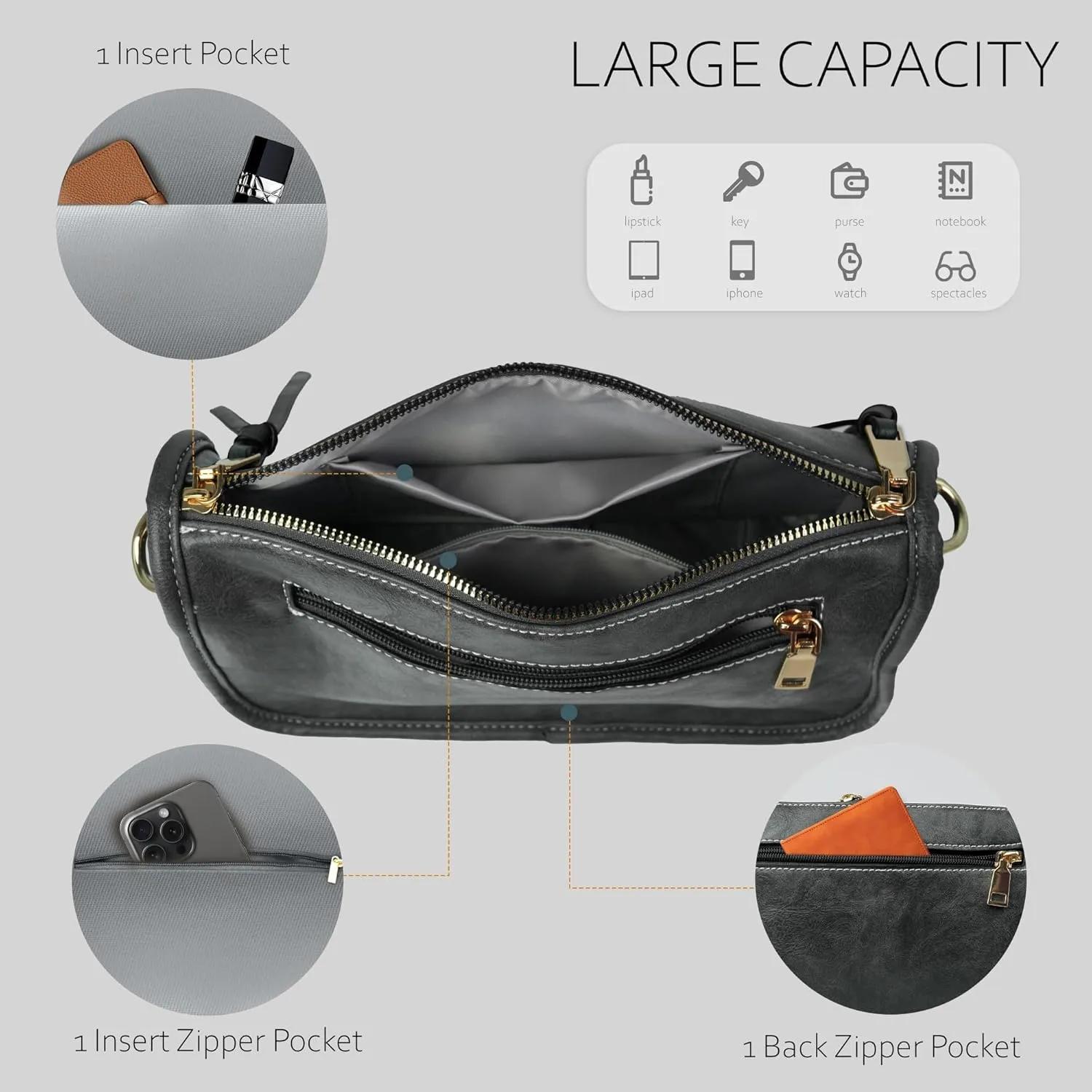 Crossbody Bag for Women Bohemian Vintage Stylish Purse Vegan Leather Shoulder Bag with Adjustable Wide Strap