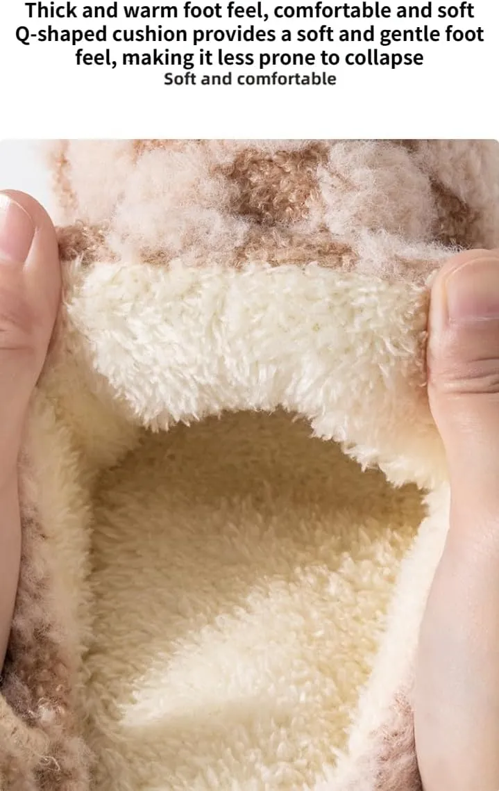 Cute Bedroom Slip on Plaid Shoes House Slippers for Women Plush Warm Fuzzy Slippers Cozy Checkered Slippers