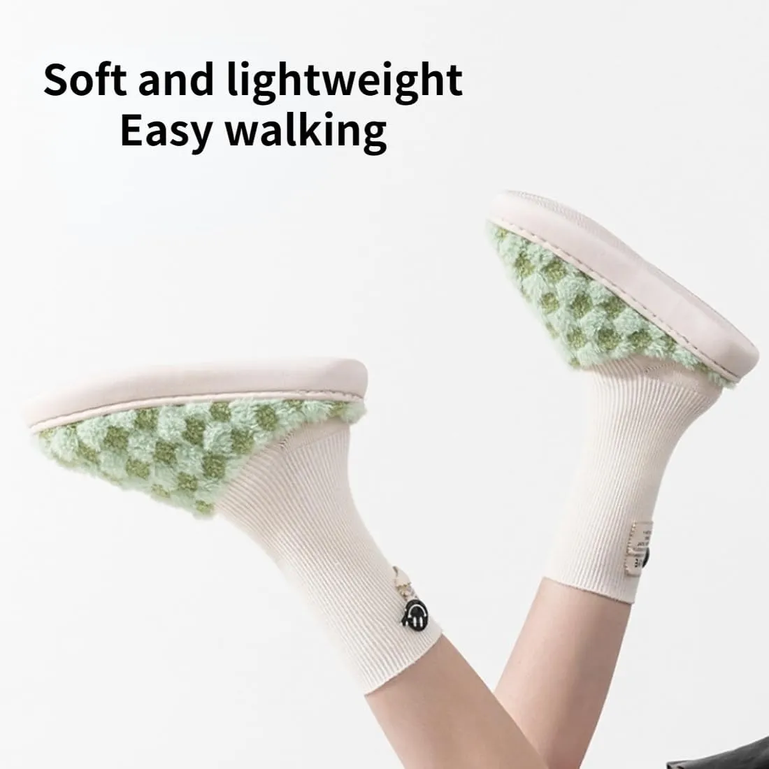 Cute Bedroom Slip on Plaid Shoes House Slippers for Women Plush Warm Fuzzy Slippers Cozy Checkered Slippers