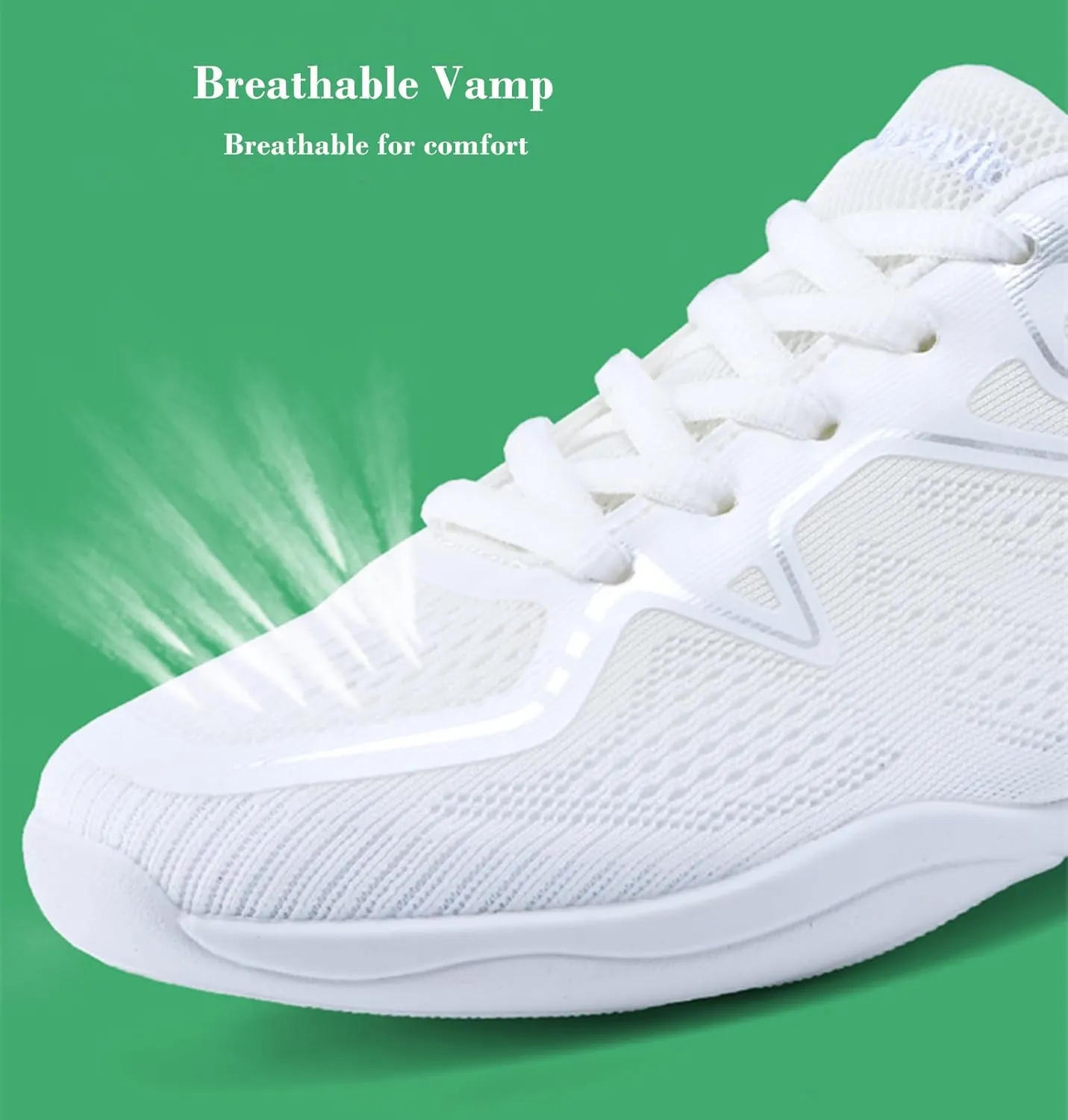 DADAWEN Girls Cheer Shoes White Cheerleading Shoes Dance Athletic Training Tennis Breathable Women Youth Lightweight Competition Cheer Sneakers