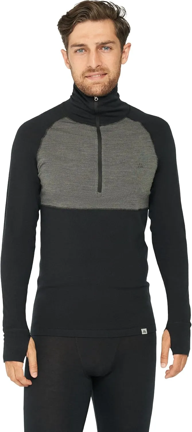 DANISH ENDURANCE Merino Wool Long Sleeve for Men, Thermal Top, Merino Wool Base Layer Underwear, with or Without a Zipper