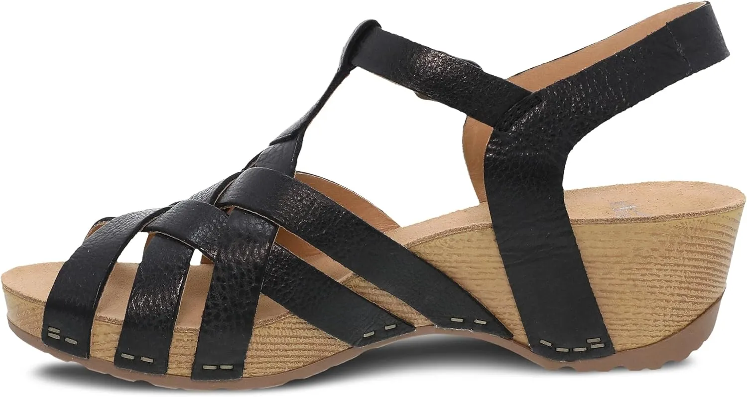 Dansko Tinley Fisherman Wedge Sandal for Women - Cushioned, Contoured Footbed for All-Day Comfort and Support - Adjustable Hook & Loop Straps with Buckle Detail