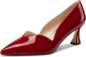 DearOnly Womens Mid Stiletto Heel Dress Slip-on Close Pointed Toe Pumps Cute Patent Leather Prom Casual Shoes 2.4 Inches Heels