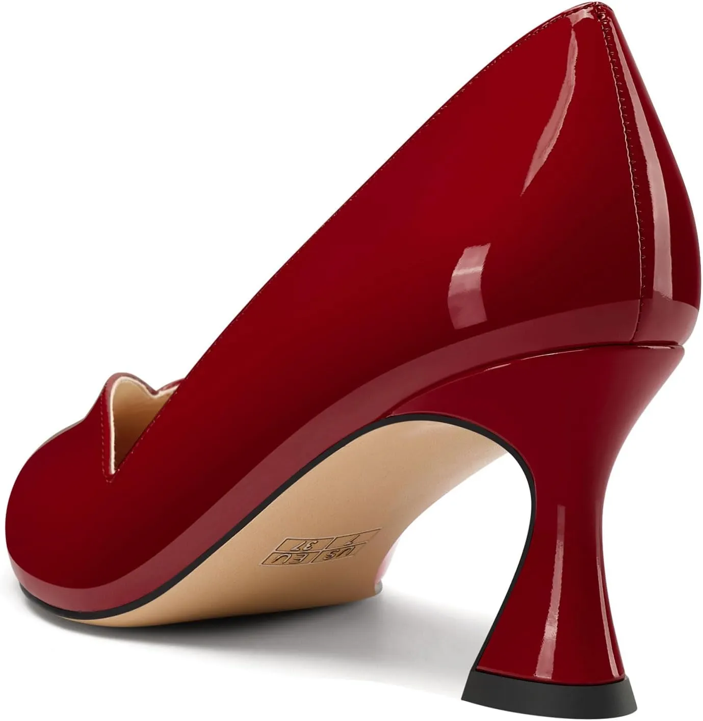 DearOnly Womens Mid Stiletto Heel Dress Slip-on Close Pointed Toe Pumps Cute Patent Leather Prom Casual Shoes 2.4 Inches Heels