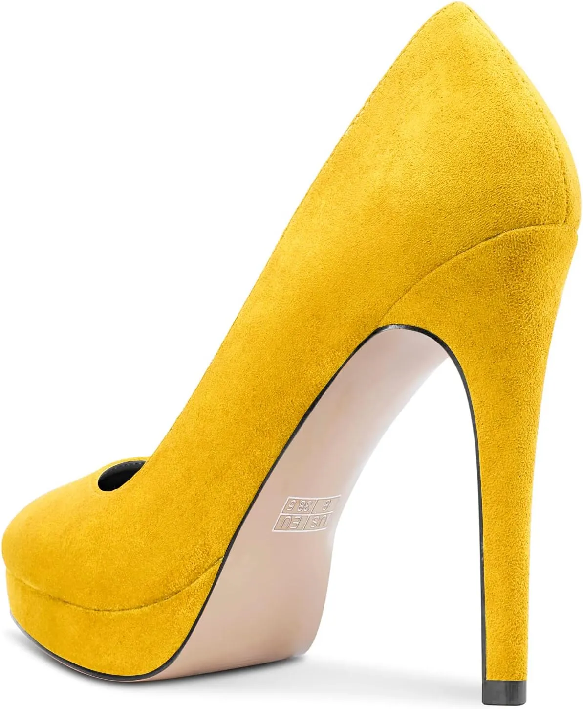 DearOnly Womens Platform Pumps Round Closed Toe Slip On Stiletto High Heel Suede Dress Shoes Bridal Wedding Office 5 Inch