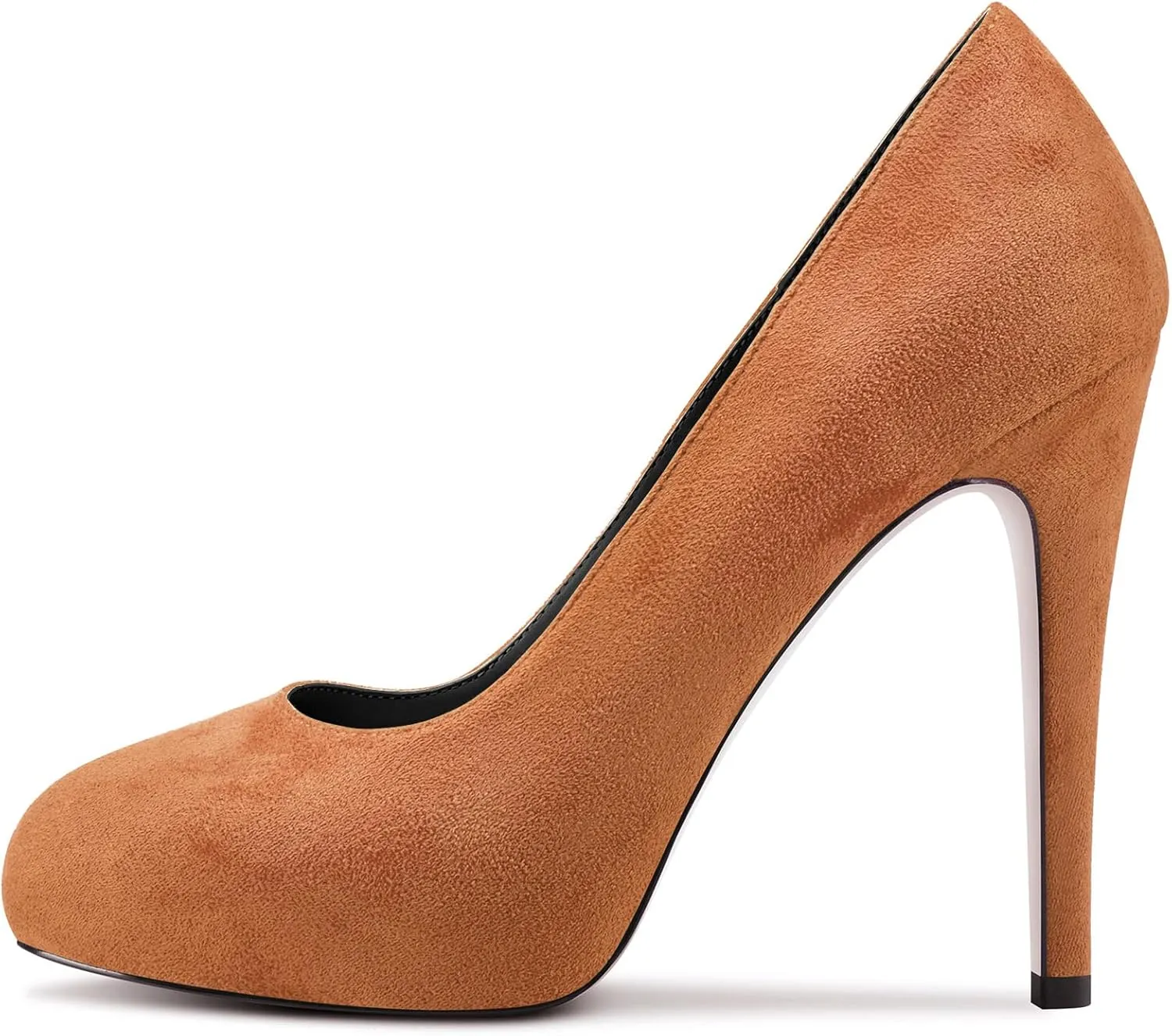 DearOnly Womens Slip On Platform Pumps High Stiletto Heel Closed Round Toe Suede Dress Shoes Bridal Wedding Shopping Vacation 5 Inch