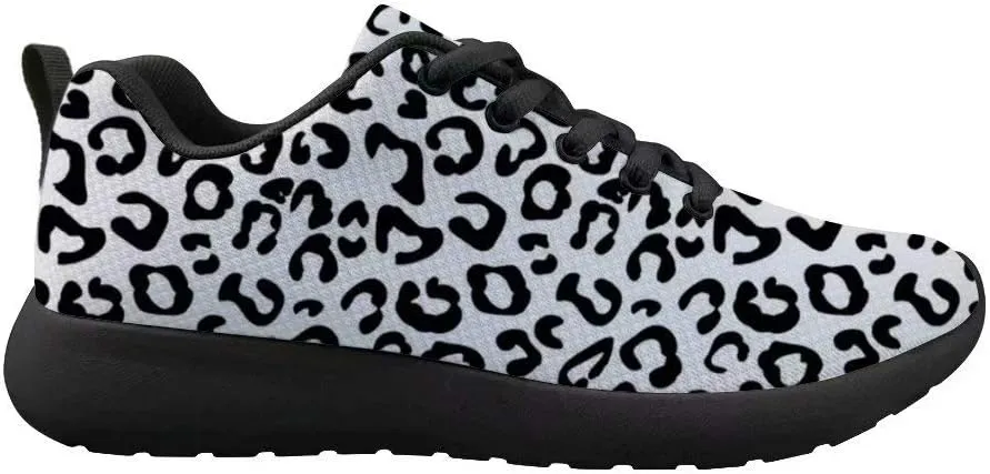 Dellukee Women's Casual Walking Shoes Fashion Colorful Leopard Printed Durable Breathable Lace Up Sport Running Sneaker