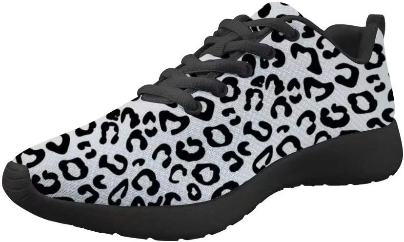 Dellukee Women's Casual Walking Shoes Fashion Colorful Leopard Printed Durable Breathable Lace Up Sport Running Sneaker
