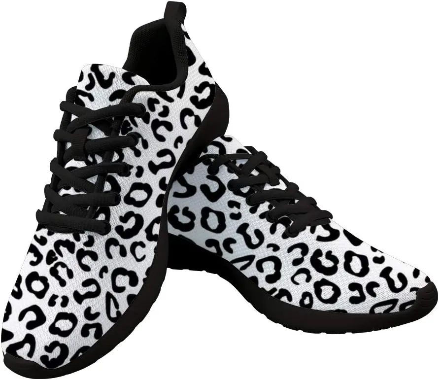 Dellukee Women's Casual Walking Shoes Fashion Colorful Leopard Printed Durable Breathable Lace Up Sport Running Sneaker