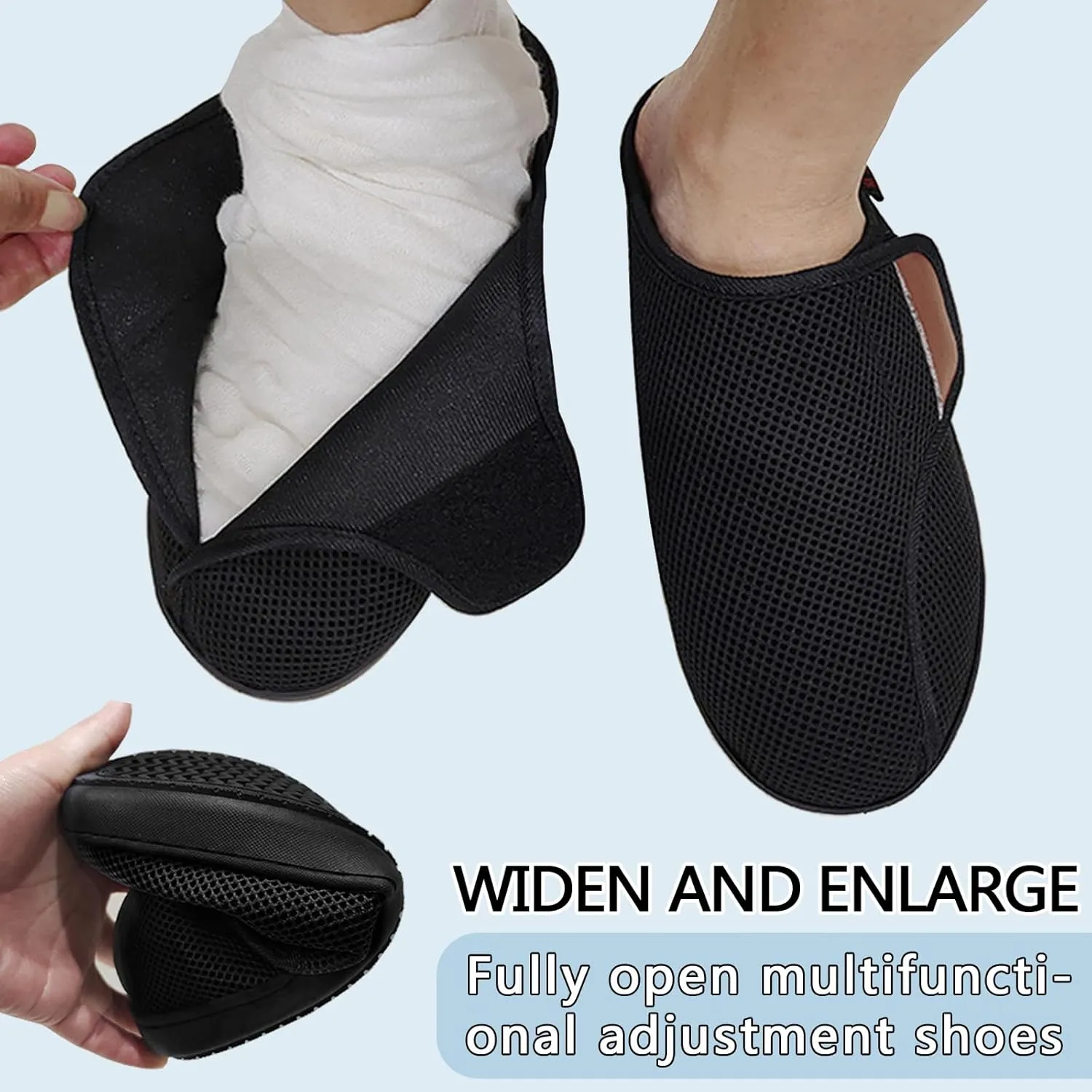 Diabetic Shoes,Edema Footwear,Shoes for Swollen Feet,Shoes for Wide Feet,Magic Stickers Adjustable Slippers,Shoes for Swollen Feet,Edema,Arthritis,Diabetic Slippers for Men or Women