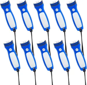 DISCOUNT PROMOS 10 Blackout Flat Magnetic Flashlights Set - LED Lights, Wrist Strap Included, Fridge Magnet - Blue