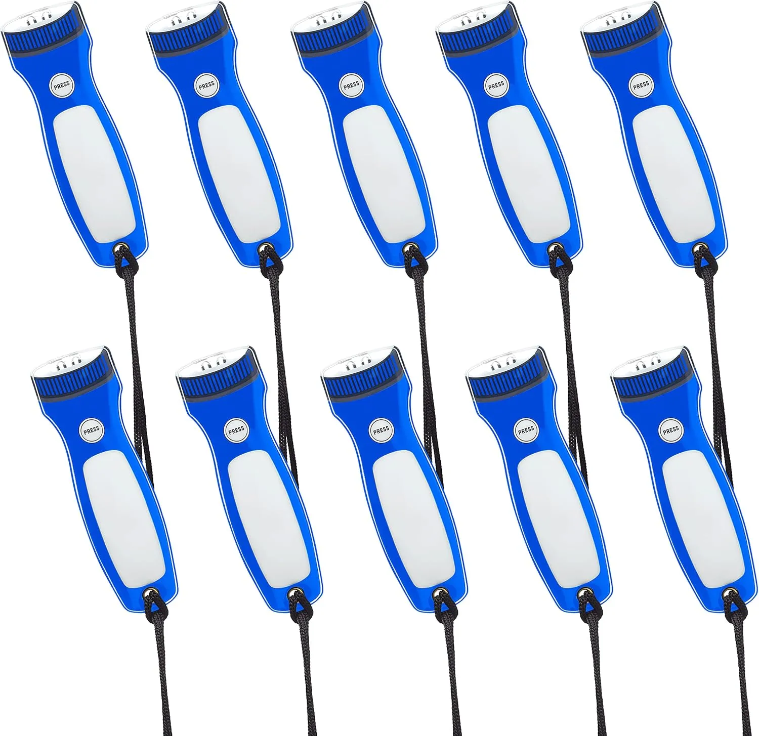 DISCOUNT PROMOS 10 Blackout Flat Magnetic Flashlights Set - LED Lights, Wrist Strap Included, Fridge Magnet - Blue