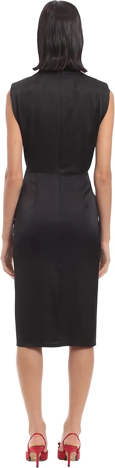 Donna Morgan Women's Mock Neck Twist Waist Charmeuse Dress