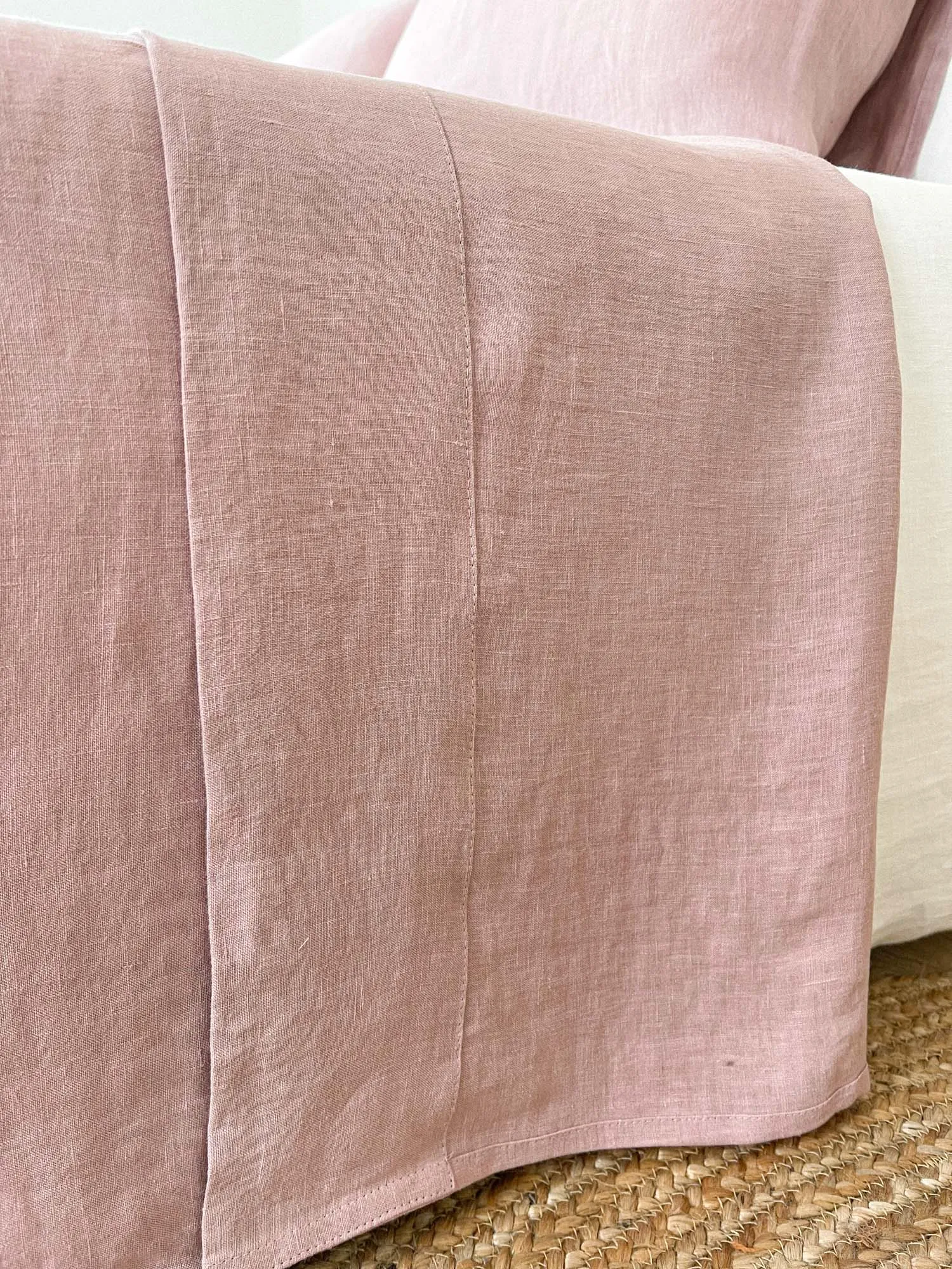 Dusty Pink Linen Flat Sheet