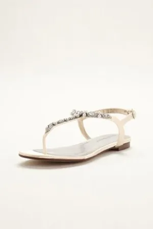 Dyeable Pearl and Crystal Encrusted T-Strap Sandal