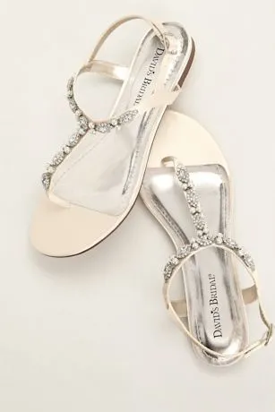 Dyeable Pearl and Crystal Encrusted T-Strap Sandal