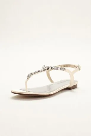 Dyeable Pearl and Crystal Encrusted T-Strap Sandal