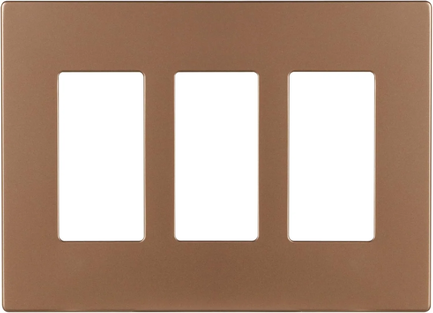 EATON Wiring PJS263BB-SP-L Polycarbonate 3-Gang Screwless Decorator Mid Size Wall Plate, Brushed Bronze