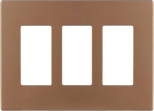 EATON Wiring PJS263BB-SP-L Polycarbonate 3-Gang Screwless Decorator Mid Size Wall Plate, Brushed Bronze