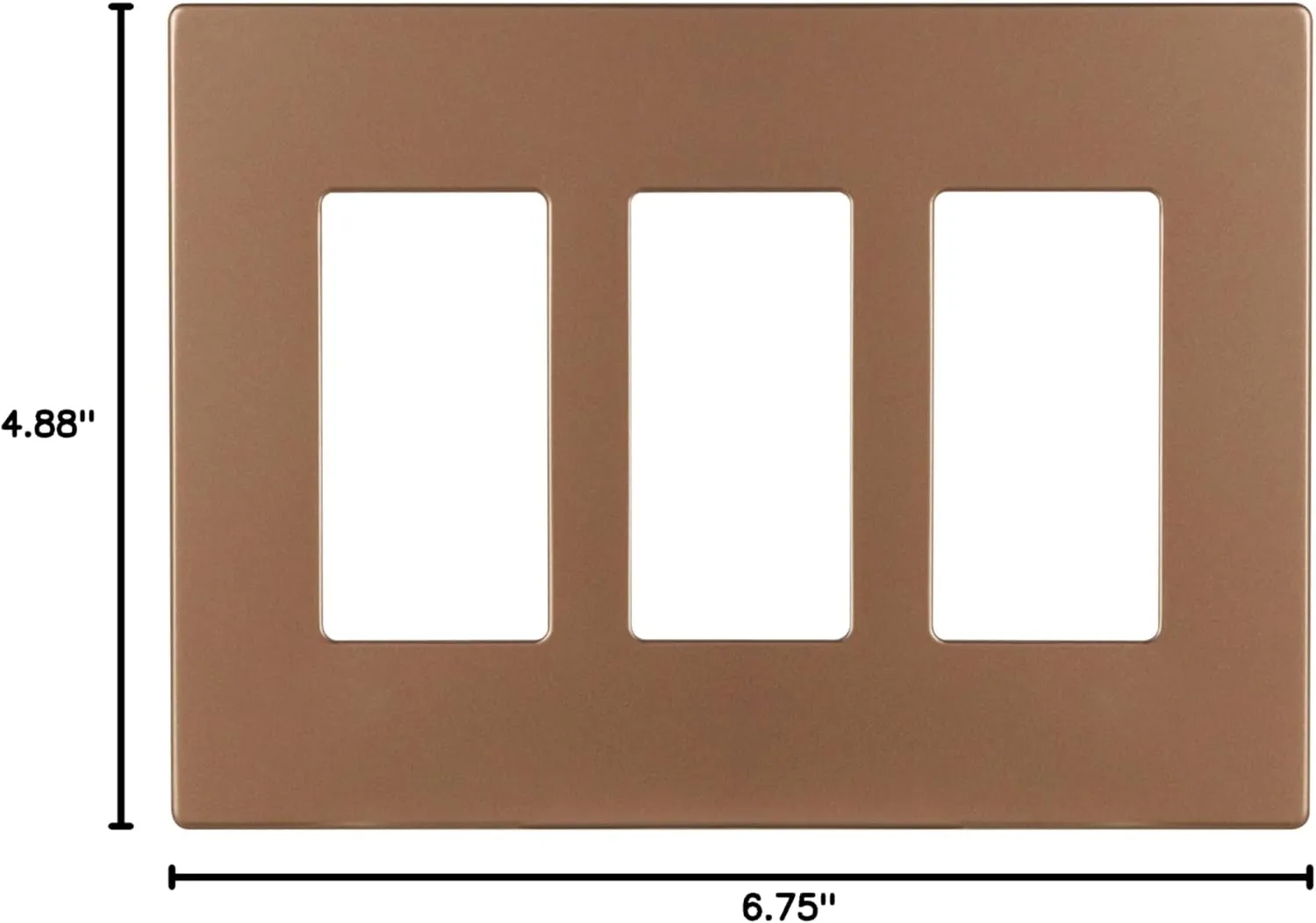 EATON Wiring PJS263BB-SP-L Polycarbonate 3-Gang Screwless Decorator Mid Size Wall Plate, Brushed Bronze