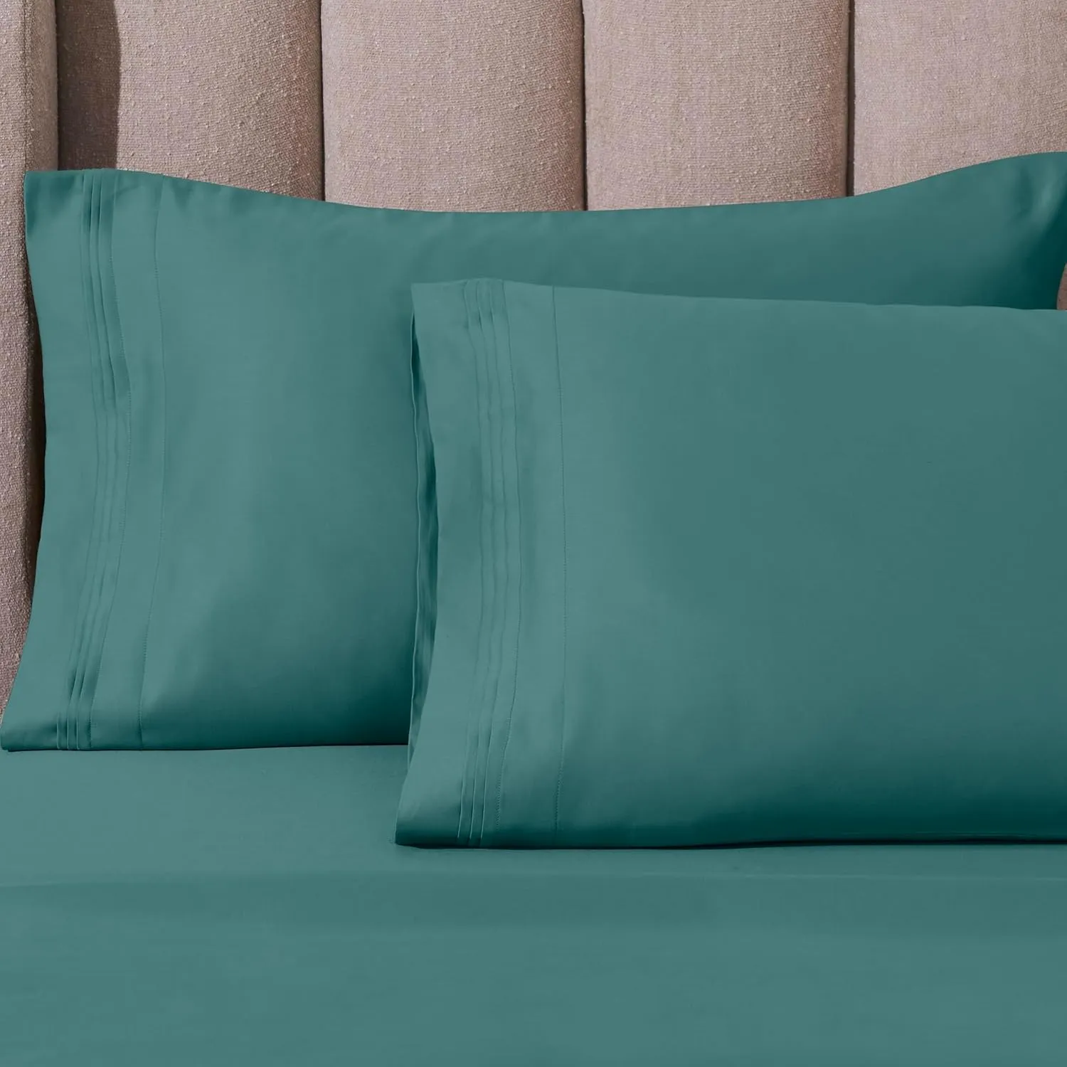 Egyptian Cotton Sheet Set - 1000-Thread Count Egyptian Cotton Solid California King Sheet Set with 18” Deep Pocket - Luxury High Thread Count Sheet Set, California King, Deep Sea