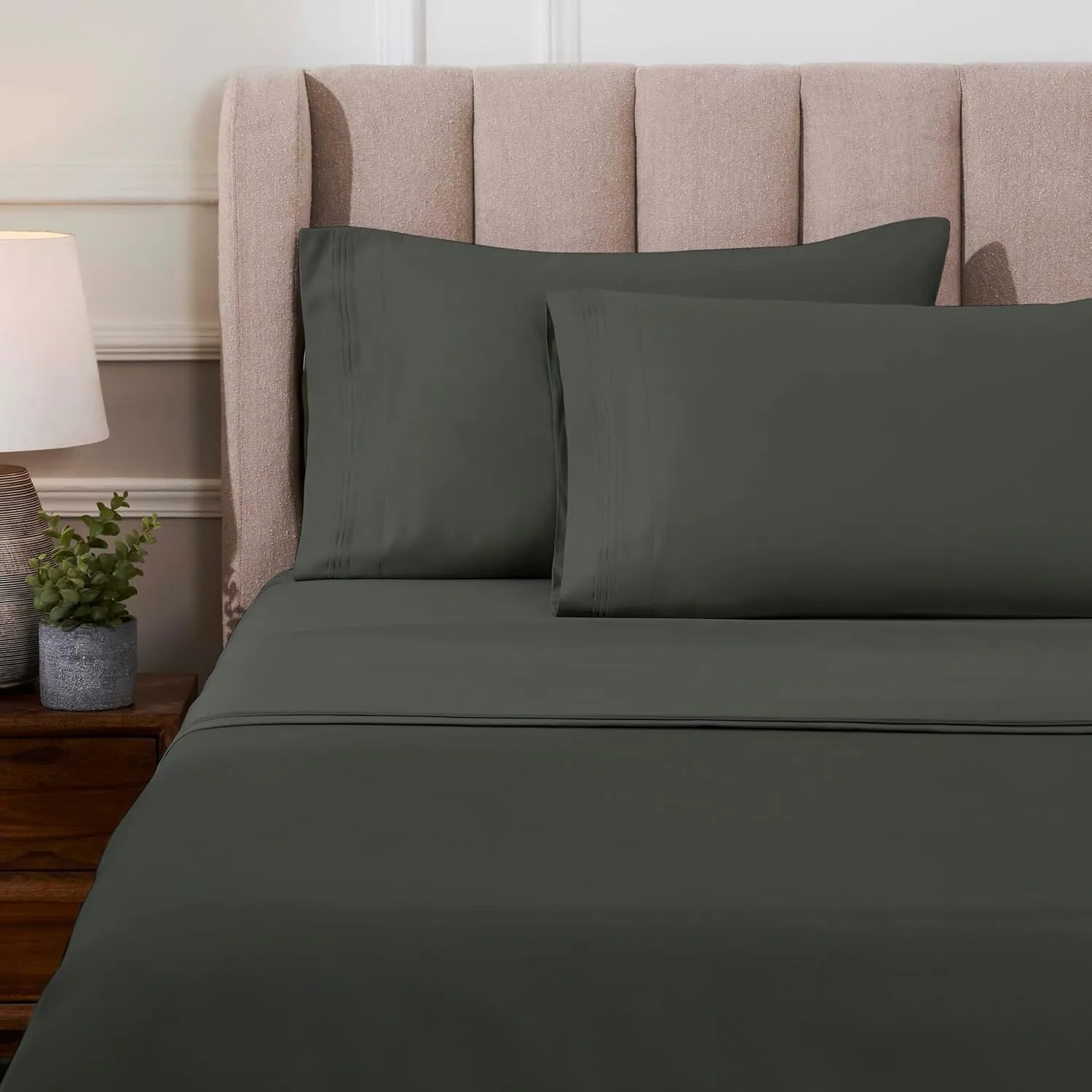 Egyptian Cotton Sheet Set - 1000-Thread Count Egyptian Cotton Solid California King Sheet Set with 18” Deep Pocket - Luxury High Thread Count Sheet Set, California King Gray