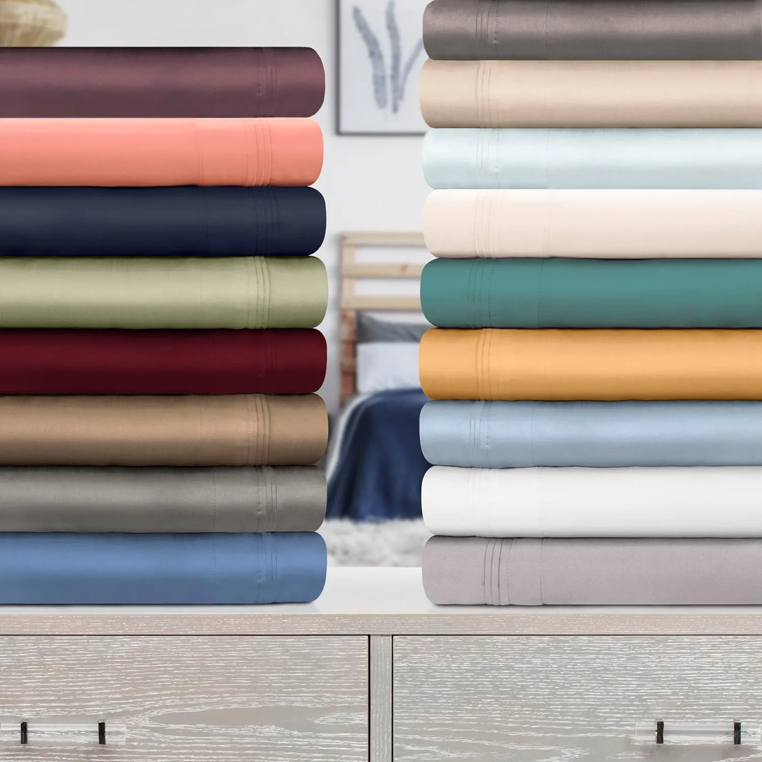 Egyptian Cotton Sheet Set - 1000-Thread Count Egyptian Cotton Solid California King Sheet Set with 18” Deep Pocket - Luxury High Thread Count Sheet Set, California King Gray