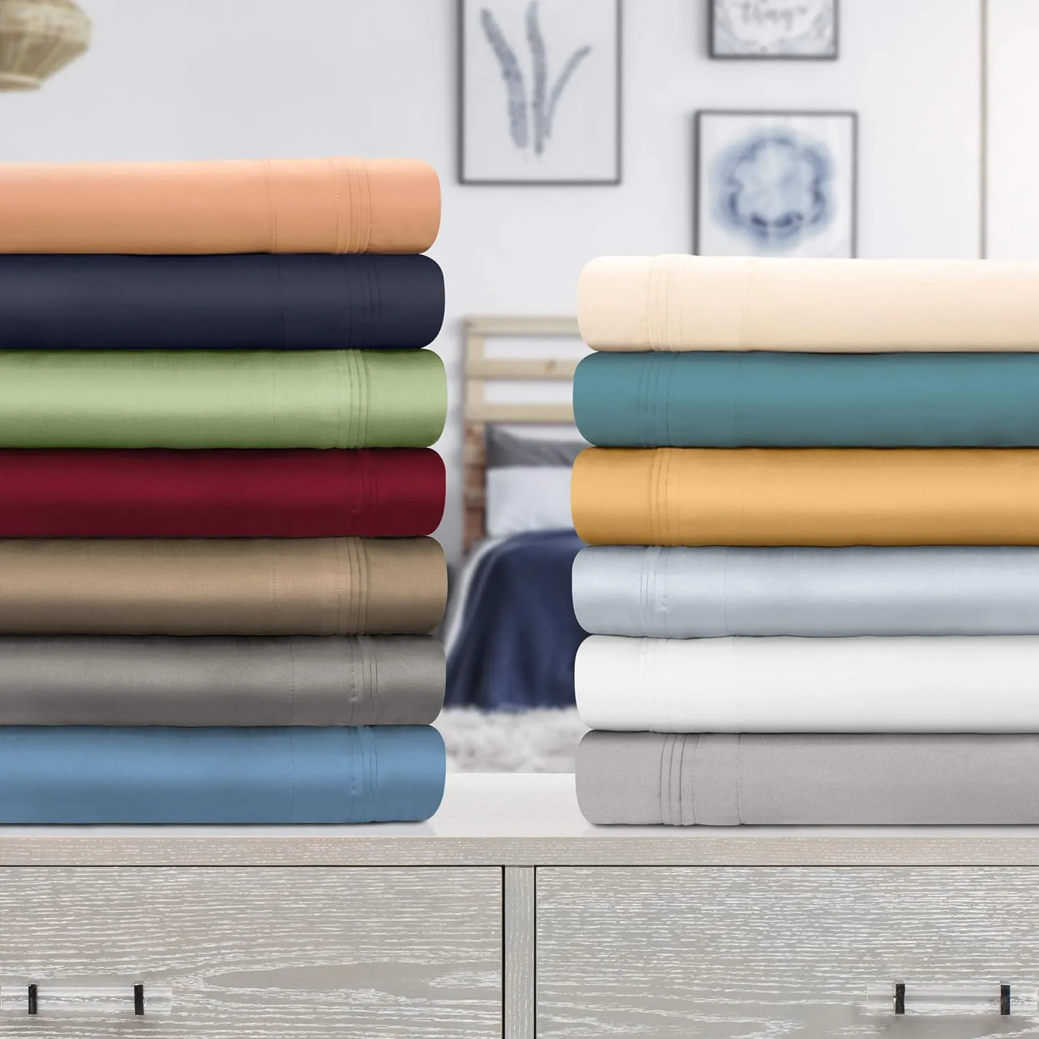 Egyptian Cotton Sheet Set - 1000-Thread Count Egyptian Cotton Solid California King Sheet Set with 18” Deep Pocket - Luxury High Thread Count Sheet Set, California King Platinium