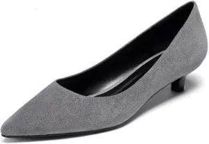 Eldof Women's Low Heel Pumps Pointed Toe Kitten Heels Slip on Comfort Pumps 1.4 Inches for Dress Party Office