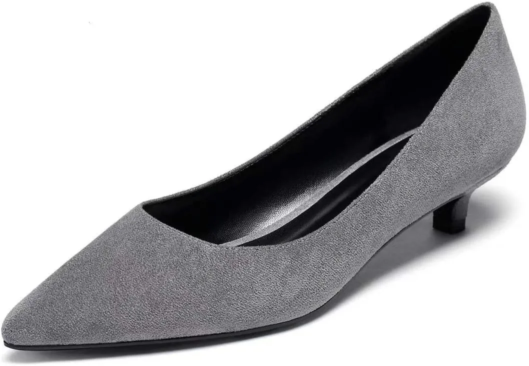 Eldof Women's Low Heel Pumps Pointed Toe Kitten Heels Slip on Comfort Pumps 1.4 Inches for Dress Party Office