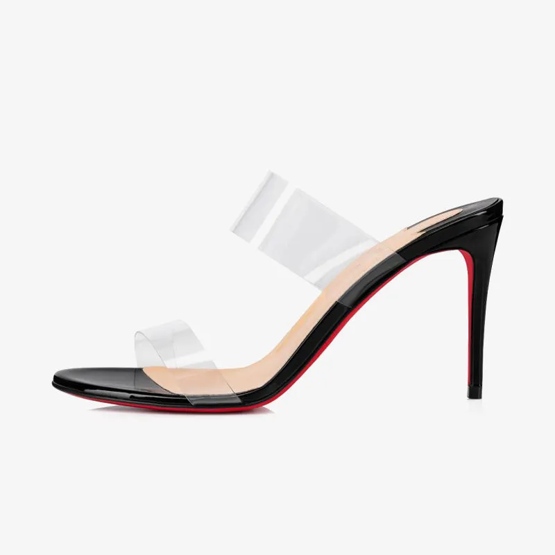 Elegant Black PVC Mule Sandals