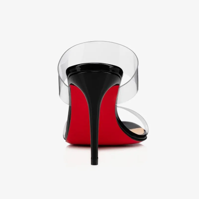 Elegant Black PVC Mule Sandals