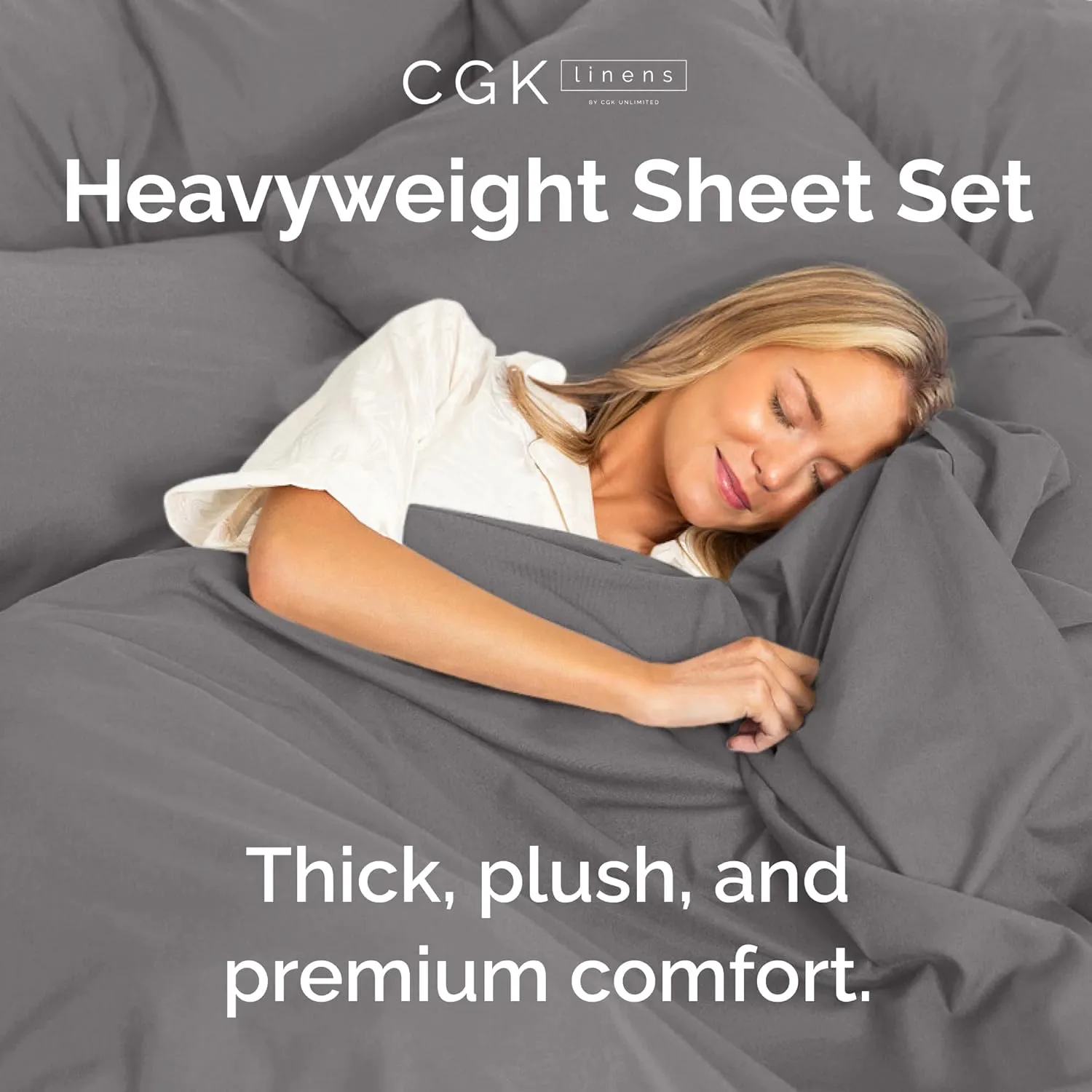 Extra Thick Heavyweight Queen Size 4 Piece Sheet Set – High End Super Luxury Bed Set – Premium Heavyweight Hotel Quality Sheets with Deep Pockets - Easy-Fit - Soft, Warm and Wrinkle Free - Dark Grey