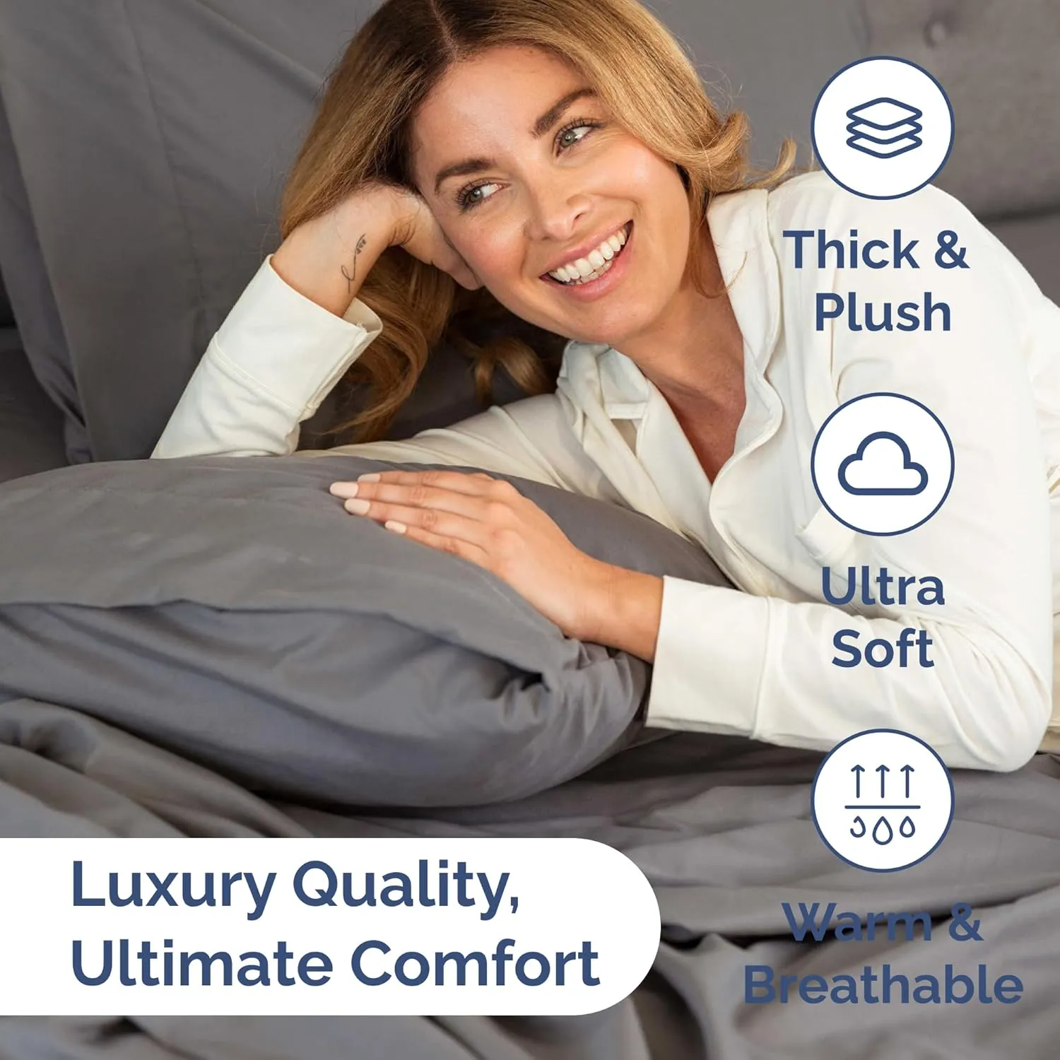 Extra Thick Heavyweight Queen Size 4 Piece Sheet Set – High End Super Luxury Bed Set – Premium Heavyweight Hotel Quality Sheets with Deep Pockets - Easy-Fit - Soft, Warm and Wrinkle Free - Dark Grey