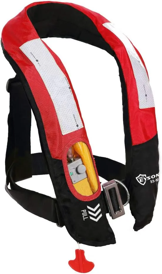Eyson Inflatable Life Jacket Life Vest Highly Visible Manual for Adults (Red)