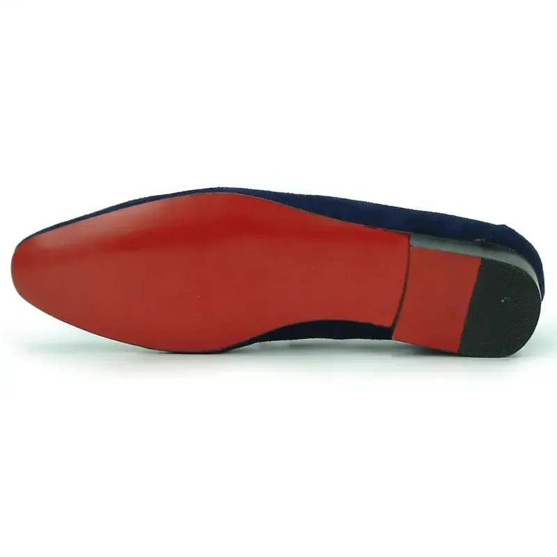 Fiesso FI-7157 Navy Suede Loafers