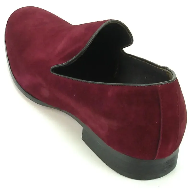 Fiesso FI-7216 Burgundy Suede Loafers
