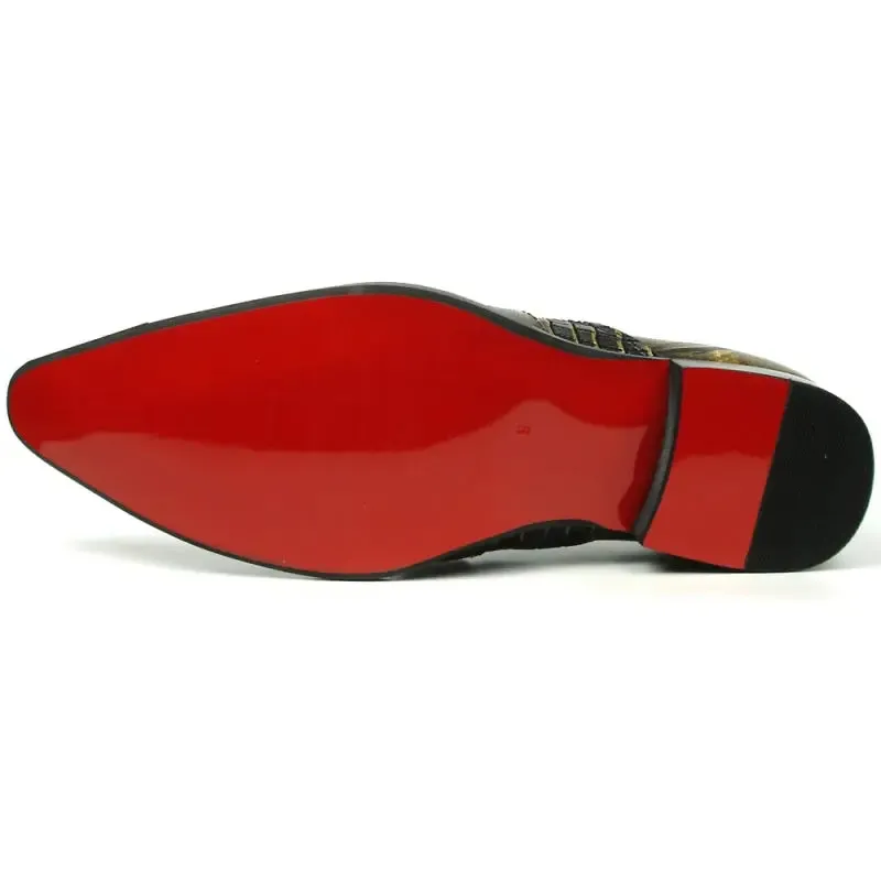 Fiesso FI-7435 Brown Metal Tip Loafers