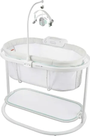 Fisher-Price Baby Bedside Sleeper Soothing Motions Bassinet with Lights Music Vibrations & Toy Mobile for Newborns 0  Months, Sweet Snugamonkey